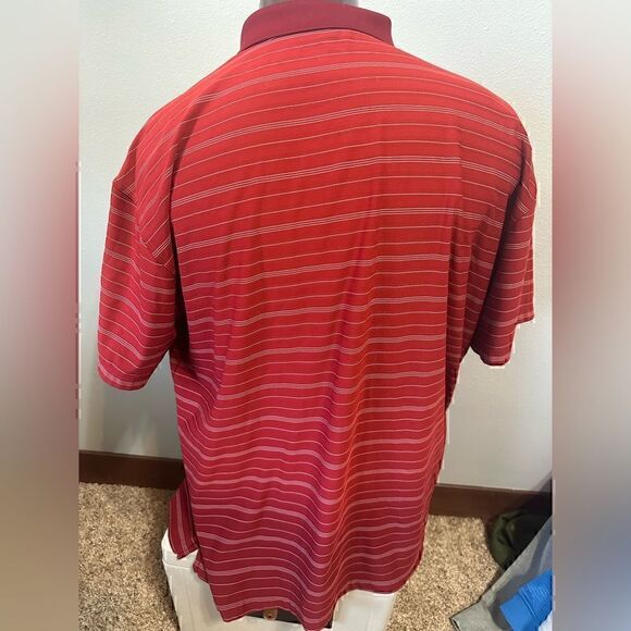 Nike FitDry Mens XXL Red Striped Short Sleeve Polo - Picture 3 of 7